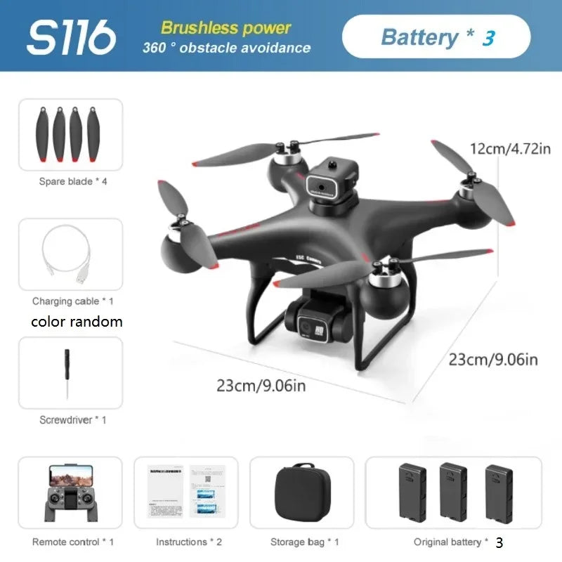 QJ S116 MAX Drone Pro With 3 Batteries 8K Dual Camera