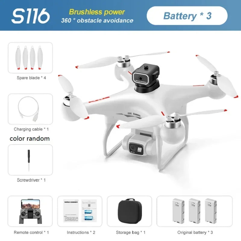 QJ S116 MAX Drone Pro With 3 Batteries 8K Dual Camera
